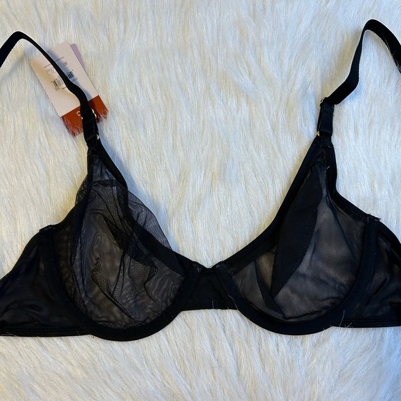 Joyspun Bra Womens Size 34C Black Mesh Sheer Unlined Underwire Back Closure - Picture 5 of 6
